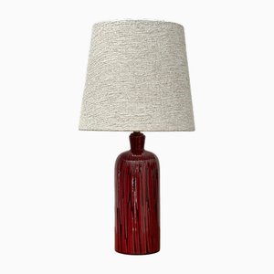 Rote Vintage Tischlampe aus Steingut von Mari Simmulson, 1960er