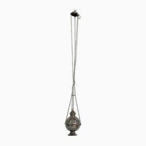 Roman Thurible Incense Burner in Chiselled Silver, 19th Century