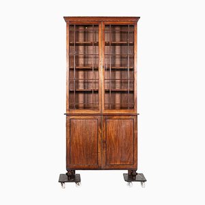 19th Century English Glazed Mahogany Bookcase Vitrine, 1870