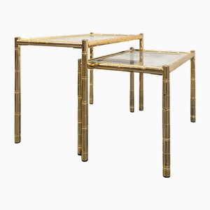 Hollywood Rengency Bamboo Style Nesting Tables, Set of 2