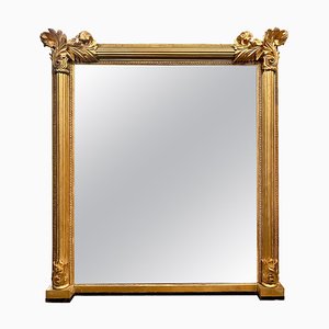 Large Antique English Regency Gold Gilt Wood Overmantel Mirror, 1810