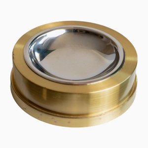 Vintage Metal Ashtray in Golden and Silver, 1970s
