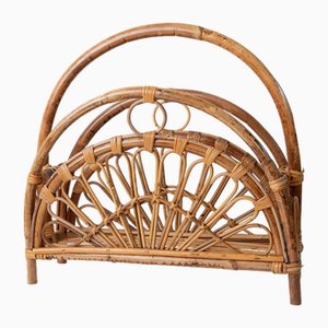 Vintage Bamboo Magazine Rack, 1970s