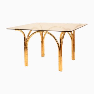 Mesa italiana de cristal y latón, años 70