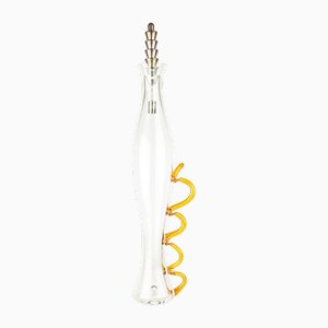 Bouteille en Verre de Murano Orange et Transparent avec Bouchon en Liège Argenté de Cleto Munari, 1990s