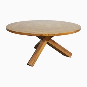 Tavolo La Rotonda rotondo in legno di noce di Mario Bellini per Cassina, anni '80