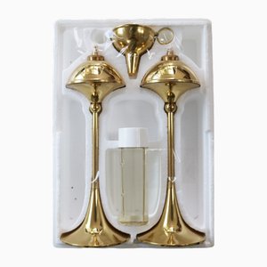 Moderne Mid-Century Messing Öllampen von Hejl, Dänemark, 1960er, 2er Set