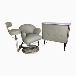 Set of Vintage Barbers Rotating Armchair and Reception Desk Set, 1960s