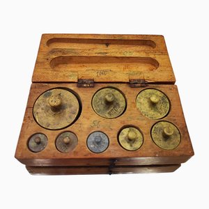 Pesi prebellici in ottone con bilancia, fine XIX secolo, set di 9