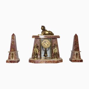Set di orologi revival Art Déco con obelischi, anni '20, set di 3
