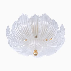 Plafonnier Vintage en Verre et Laiton dans le style de Barovier & Toso, 1980s