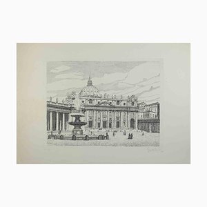 Giuseppe Malandrino, St. Peter's Square, Etching, 1970s