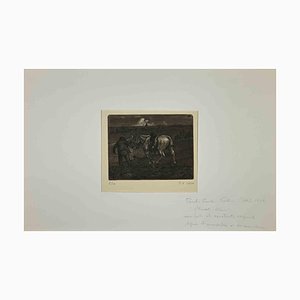 Paul Emile Coli, Le Cheval Blanc, Etching, Early 20th Century