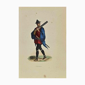 Auguste Wahlen, Japanese Soldier, Lithograph, 1844