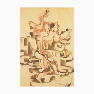Ossip Zadkine, Untitled, Mixed Media Drawing, 1946
