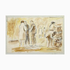 Lucie Caradek, The Market Square, Drawing, Early 20th Century