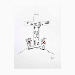 Alexander Dubovsky, Crucifixion, Watercolor & Ink, 1980s