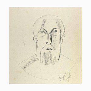 Louis Berthomme Saint-Andre, The Old Man's Face, Pencil Drawing, Mid 20th Century