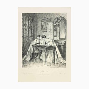 Léopold Flameng, La Lettre, Radierung, 1869