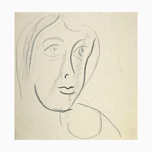 Louis Berthomme Saint-Andre, The Woman's Face, Pencil Drawing, Mid 20th Century