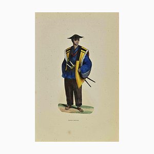 Auguste Wahlen, Japanischer Soldat, Lithographie, 1844