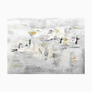 Parimah Avani, Yellow Song Of Freedom, Ink & Acrylic on Canvas, 2023