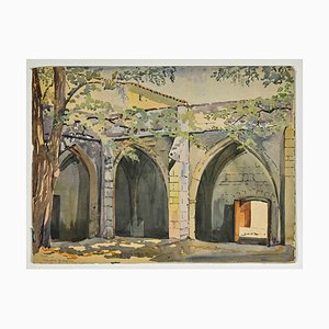 Leon Boulier, Villeneuve Cloister in Avignon, Watercolor, 1941