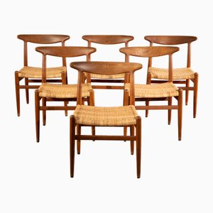 Sedie in vimini di Hans J. Wegner per CM Madsen, anni '60, set di 6