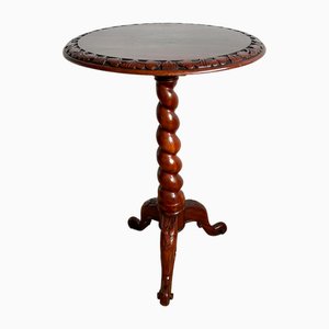 Mahogany Barley Twist Coffee Table with Carved Decor