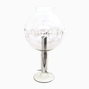 Italienische Vintage Tischlampe aus Stahl mit Kugelförmigem Lampenschirm aus Muranoglas, 1970er