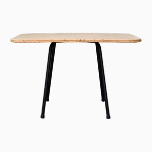 Table Basse Moderniste Mid-Century en Rotin et Métal, France, 1950s