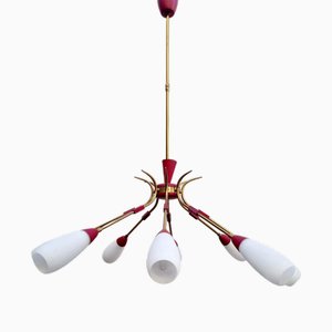 Lámpara de araña Sputnik italiana grande moderna al estilo de Stilnovo, Italia, años 60