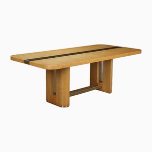 Table Basse Tuia Vintage en Contreplaqué et Laiton, Italie, 1970s