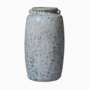 Vaso Art Déco in gres screziato azzurro di Arne Bang, anni '30