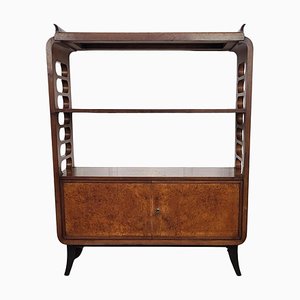 Italian Art Deco Walnut Burl Bar Cabinet, 1950s