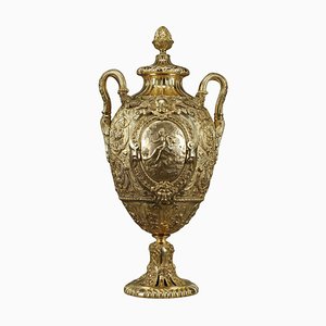 Vase Couvert de Forme Ovoïde en Bronze Doré, 1840