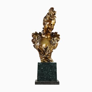 Belle-Epoque Bust of a Young Woman attributed to Victor Léopold Bruyneel, 1900