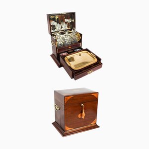 Victorian Bottle Tantalus and Games Compendium, 19th Century, Set of 11