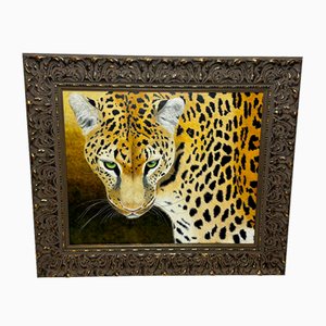 Después de Pip McGarry, Leopardo de ojos verdes, Pintura al óleo
