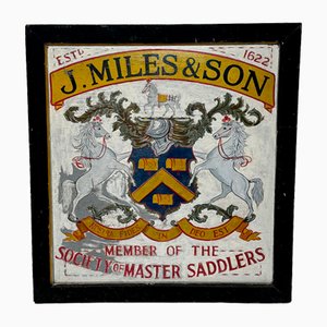 Late 20th Century British Equine Livery J Miles & Son Dorchester Hand Painted Shop Sign Master Saddlers