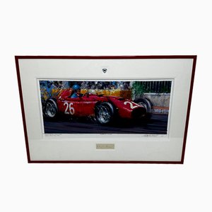 Formula 1 Gran Premio di Monaco 1955 con la Lancia D50 rossa di Alberto Ascari, pittura acrilica