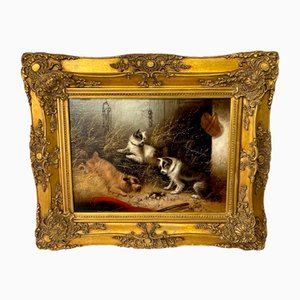 Edward Armfield, tres perros Terrier de caza, del siglo XIX, pintura al óleo