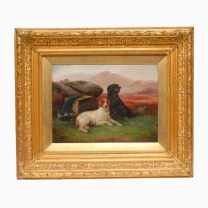 Robert Cleminson, chiens de chasse, Highlands écossais, peinture à l'huile, encadré