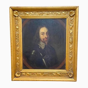 Portrait of Royal Monarch King Charles I Wearing Armour, 17th Century, Oil Painting, Framed