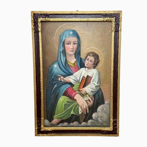 Icon of Madonna Del Popolo, 1931, Large Oil Painting, Framed