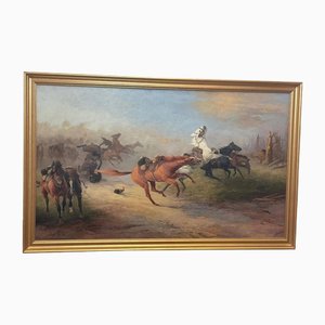 Edith Alice Simkins, WW1 French Dragoons Cavalry Battle, The Great Retreat from Mons After the Charge, Oil Painting