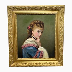 English Artist, Portrait of Ginger Haired Young Lady, 19th Century, Oil Painting