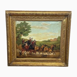 Dopo James Pollard, Royal Mail Carrozza con cavalli, XIX secolo, dipinto ad olio