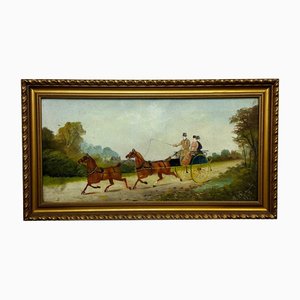 Philip H. Rideout, jinetes de caballos y carruajes, pintura al óleo