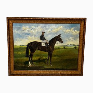 Sir Gordon Richards, caballo de carreras, rosa de Inglaterra en Newmarket, 1930, pintura al óleo, enmarcado